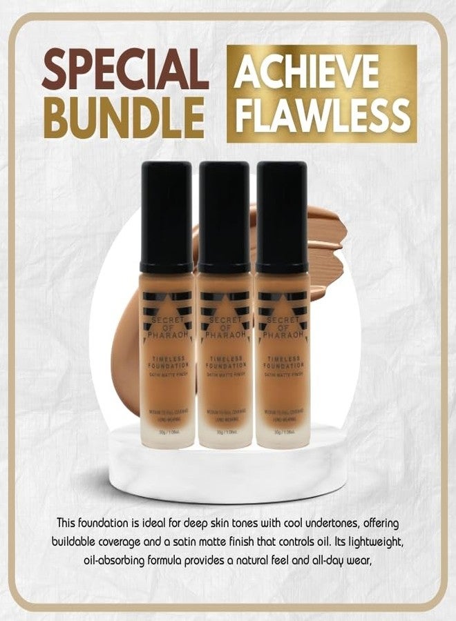 EBIN NEW YORK Foundation Full Coverage - 3x Secret of Pharaoh Timeless Foundation - Cocao by EBIN NEW YORK bundle Buildable Satin Matte Finish, Medium to Full Coverage, Oil Absorbing - Gift Set (3 Items) - Image 2